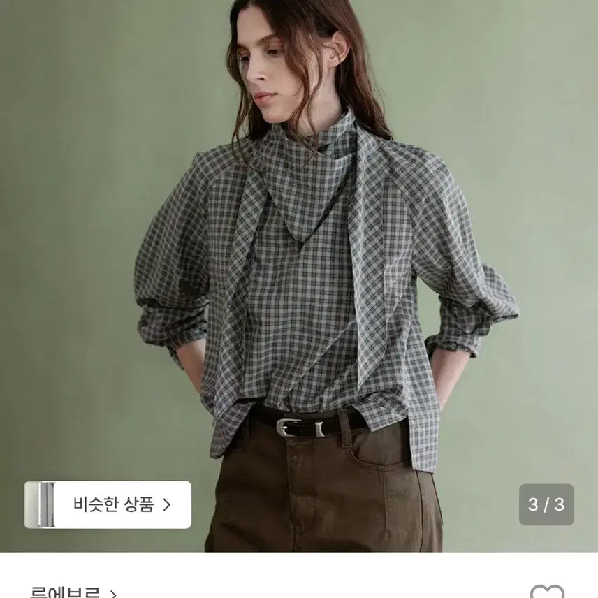 [BUNJANG] Loeuvre Cross Tie Blouse Check - Size 1 / 루에브르 크로스 타이 블라우스 체크