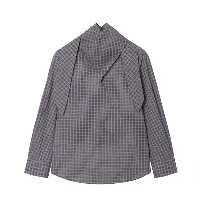 [BUNJANG] Loeuvre Cross Tie Blouse Check - Size 1 / 루에브르 크로스 타이 블라우스 체크
