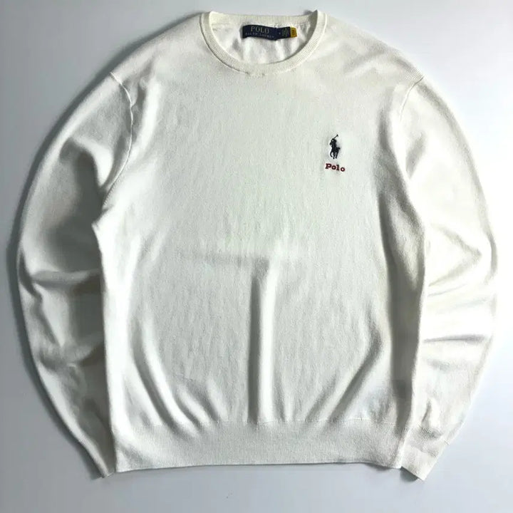[BUNJANG] Polo Ralph Lauren Embroidered Cotton Knit White / Polo  폴로 랄프로렌 신형 자수 코튼 화이트 니트
