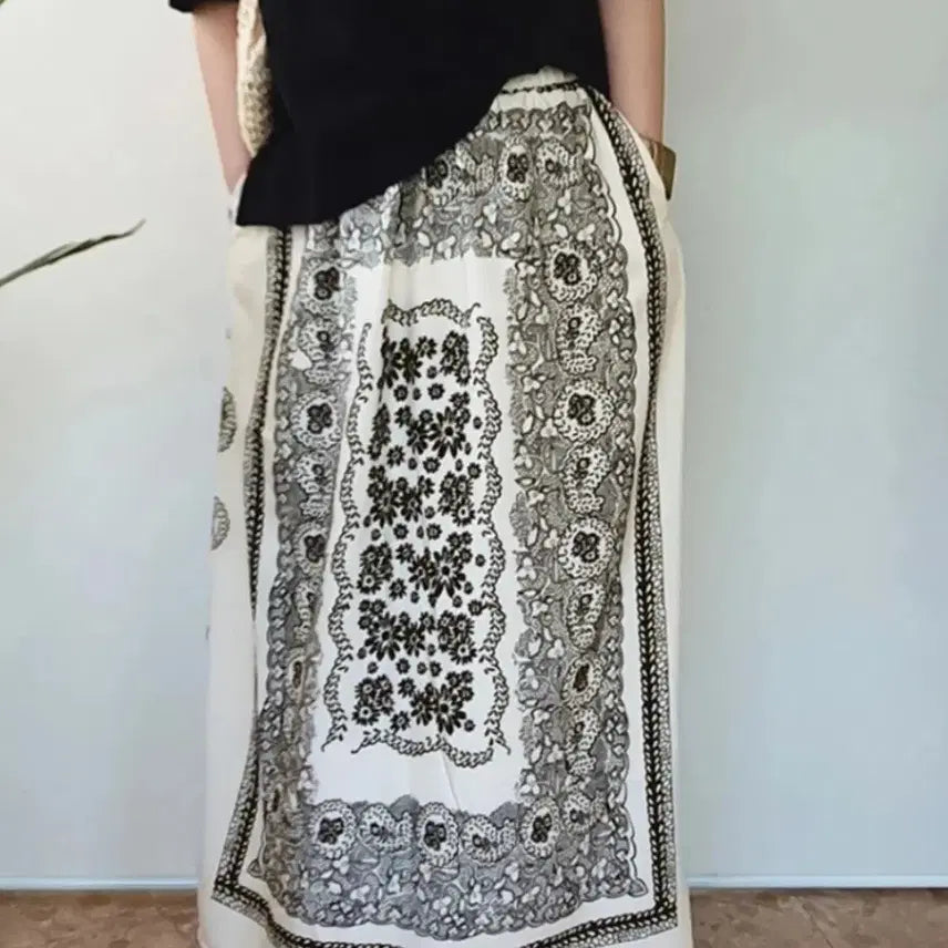 [BUNJANG] Ethnic Pattern Long Skirt / 에스닉 롱 스커트 (새상품)