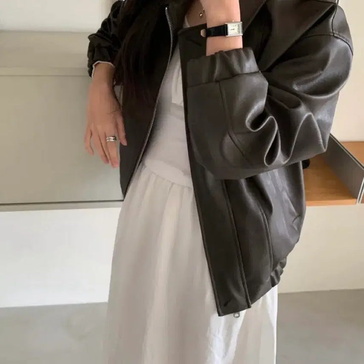 [BUNJANG] Leather Jacket / 도매택 레더자켓