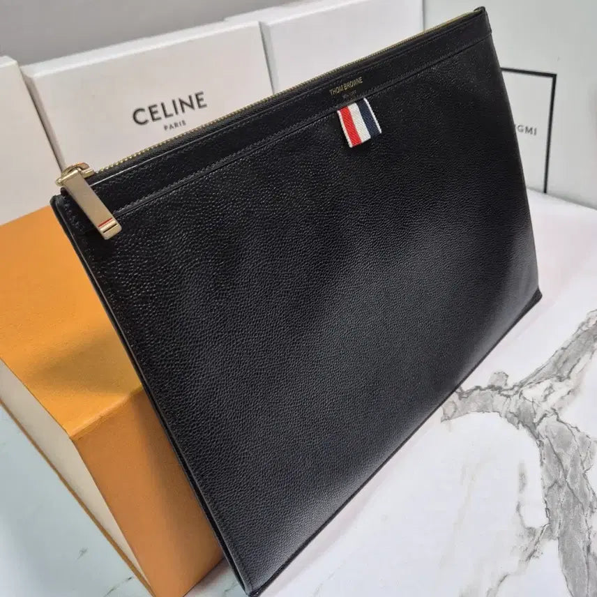 [BUNJANG] Thom Browne Pebble Grain Black Clutch Bag / (정품) 톰브라운 페블 그레인 블랙 클러치 백