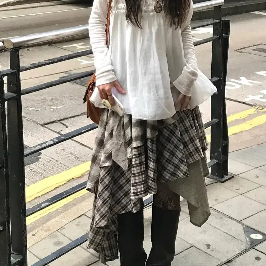 [BUNJANG] Sizzle Sure Layered Check Skirt / 시즐 슈어 레이어드 체크스커트