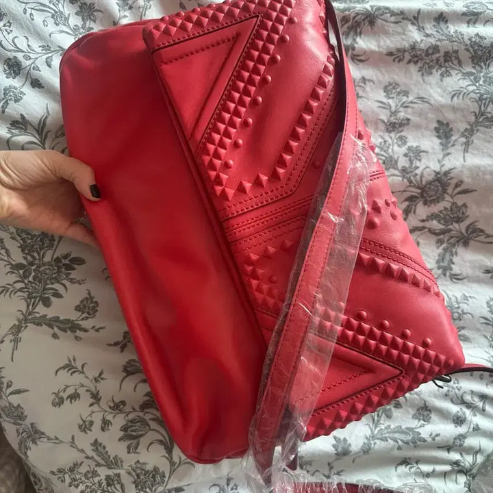[BUNJANG] Red Studded Shoulder Bag/Crossbody Bag / 레드 스터드 장식 가방 숄더백/크로스백