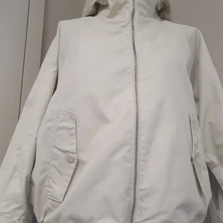 [BUNJANG] Ivory Hooded Zip-Up Jacket / 아이보리색 후드 집업 자켓
