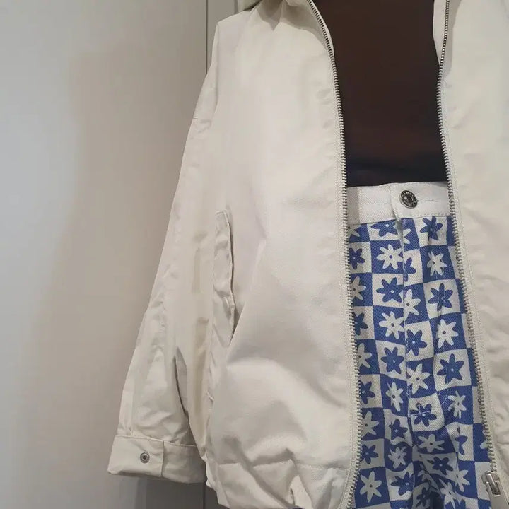 [BUNJANG] Ivory Hooded Zip-Up Jacket / 아이보리색 후드 집업 자켓