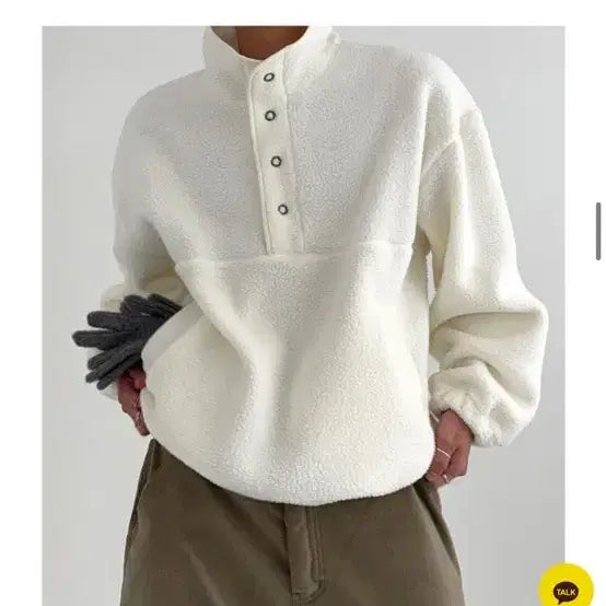 [SOLD OUT] 양털 오버 후리스 아노락 버튼 단추 (새상품)