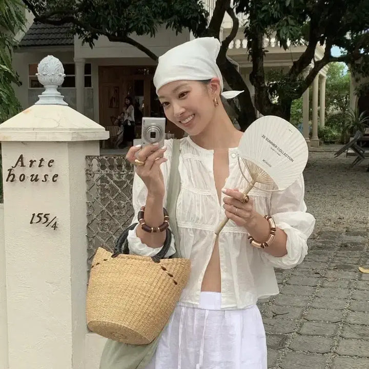 [BUNJANG] H:mode Shirring Blouse (Ivory) / [에이치모드] Shirring blouse (아이보리)