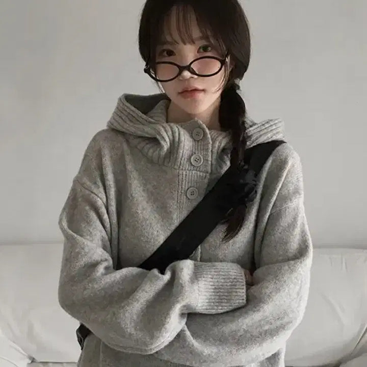 [BUNJANG] Gray Knit Hoodie / 니트 후드티 미소녀 느낌나요! (정가 3만원)