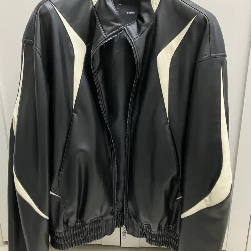 [BUNJANG] Il Corso Biker Vegan Leather Blouson Jacket Black / 일꼬르소 바이커 비건레더 블루종 블랙