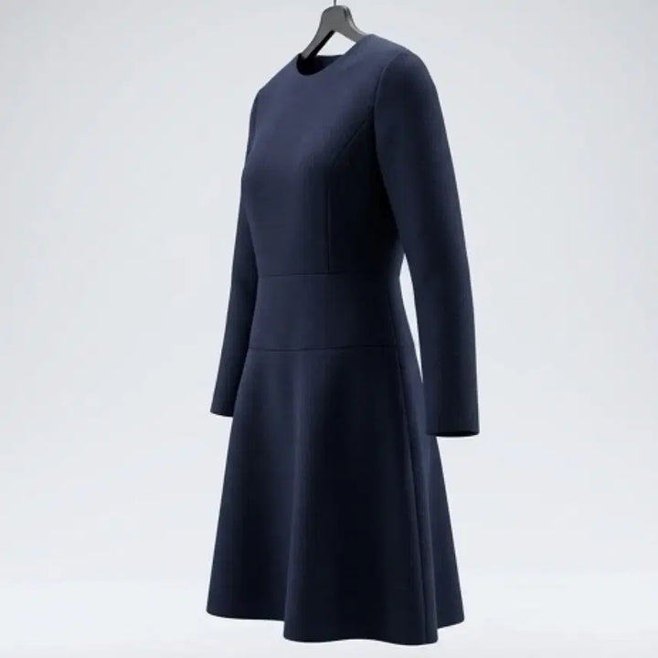 [BUNJANG] Lyn Basic Round Long Sleeve Dress NV A-19 / 여성66 / 린 베이직 라운드 긴팔 원피스NV A-19