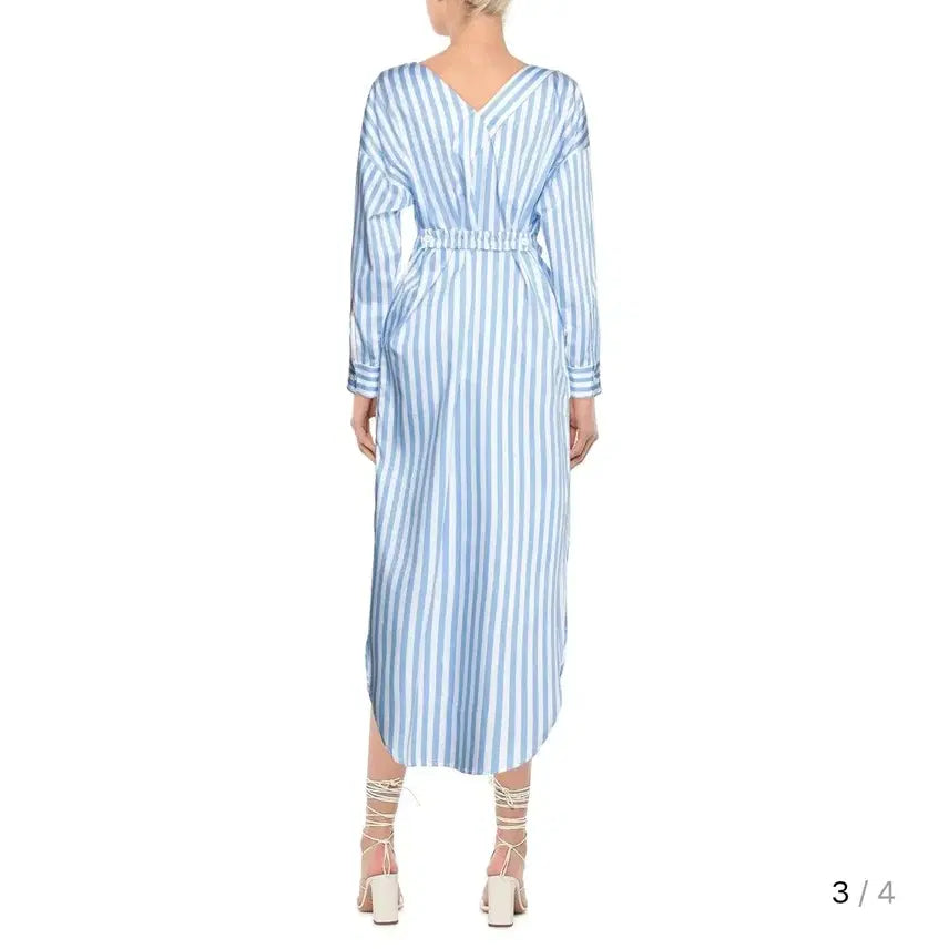 [SOLD OUT] 렉토 스트라이프 롱 셔츠 원피스 블루