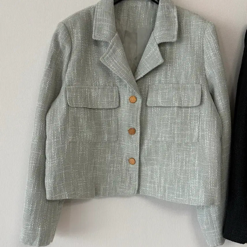 [BUNJANG] Tweed Jacket Black/Mint / 새제품  트위드 자켓 블랙/민트.   프리사이즈
