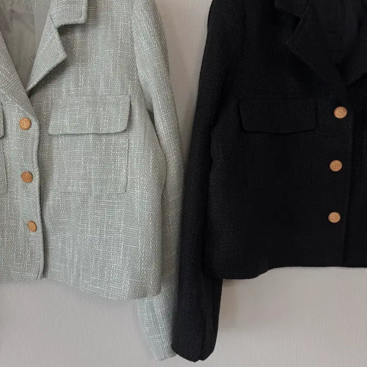 [BUNJANG] Tweed Jacket Black/Mint / 새제품  트위드 자켓 블랙/민트.   프리사이즈