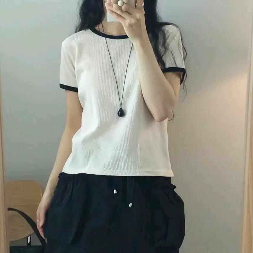 [SOLD OUT] (F)OG SEOUL 여성 반팔 티셔츠 와플 링거 W2926
