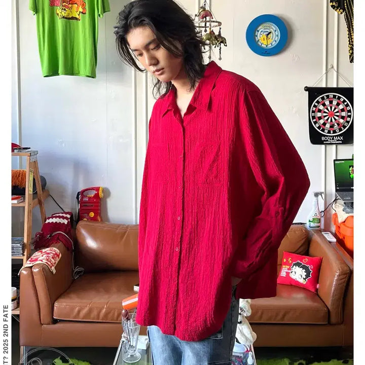 [BUNJANG] WHITE STAG Vintage Pleated Shirt Jacket / 90s WHITE STAG 빈티지 오버사이즈 젠더리스 플리츠 셔츠 자켓