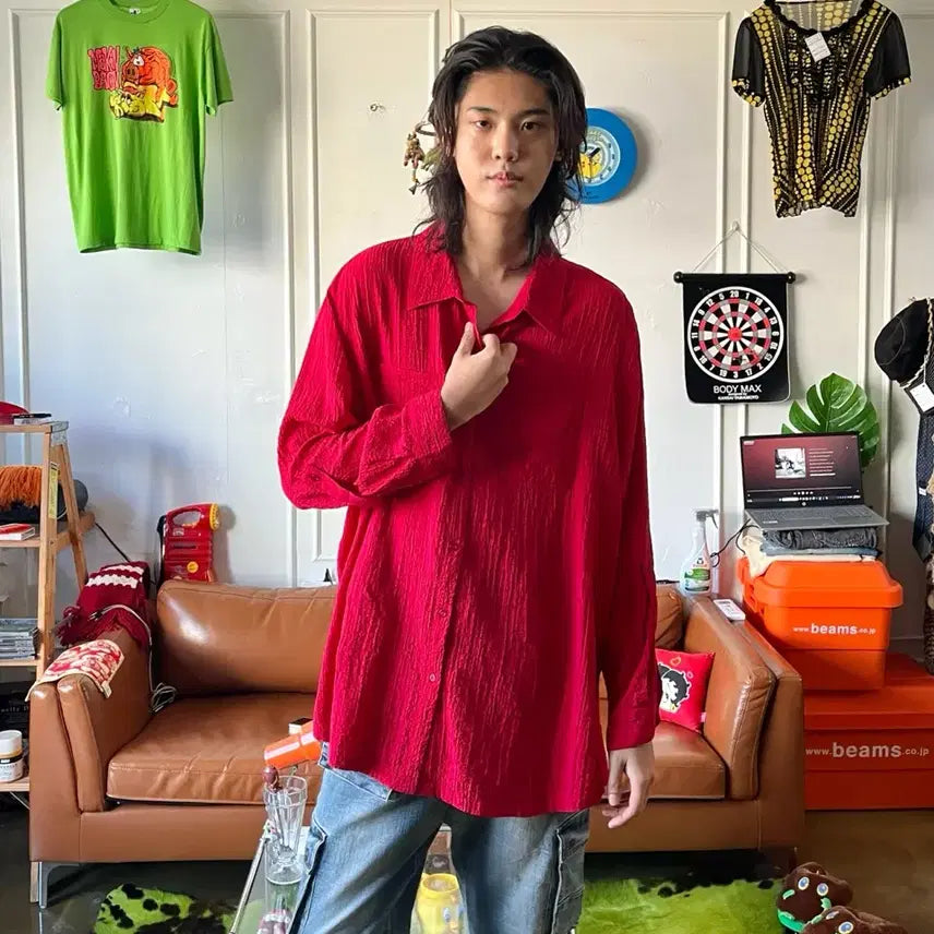 [BUNJANG] WHITE STAG Vintage Pleated Shirt Jacket / 90s WHITE STAG 빈티지 오버사이즈 젠더리스 플리츠 셔츠 자켓
