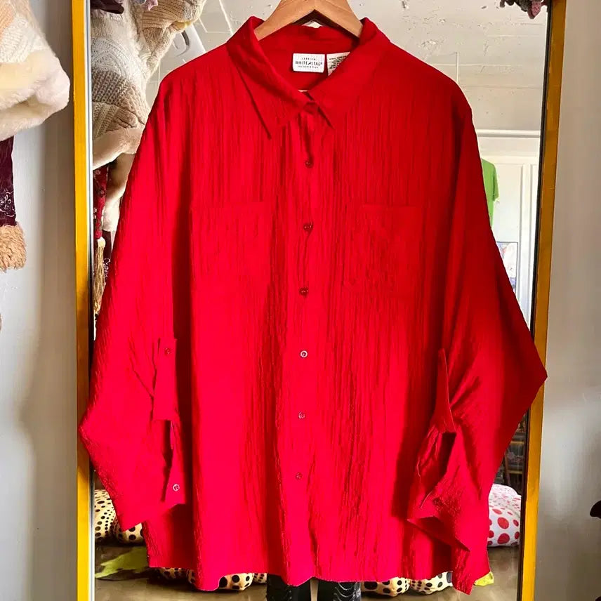 [BUNJANG] WHITE STAG Vintage Pleated Shirt Jacket / 90s WHITE STAG 빈티지 오버사이즈 젠더리스 플리츠 셔츠 자켓