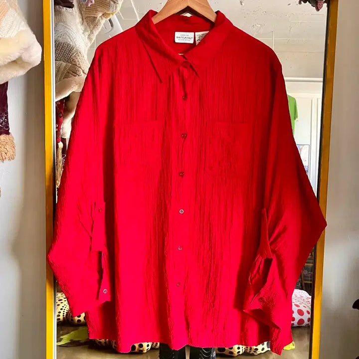 [BUNJANG] WHITE STAG Vintage Pleated Shirt Jacket / 90s WHITE STAG 빈티지 오버사이즈 젠더리스 플리츠 셔츠 자켓