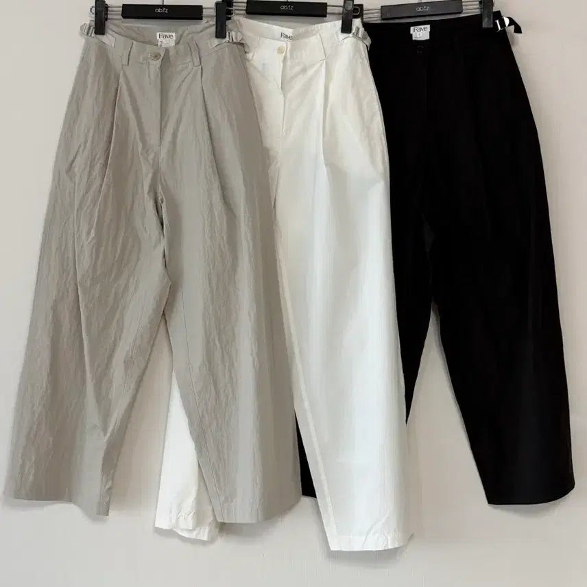 [BUNJANG] Wide Leg Slacks (White/Khaki/Black) / 새제품 바스락 슬랙스 화이트/카키/블랙