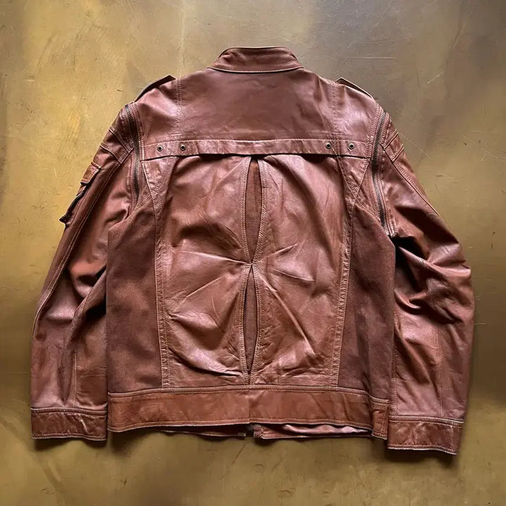 [SOLD OUT] 1990s Ask 빈티지 리얼 램스킨 양가죽 투웨이 브라운 레더 자켓