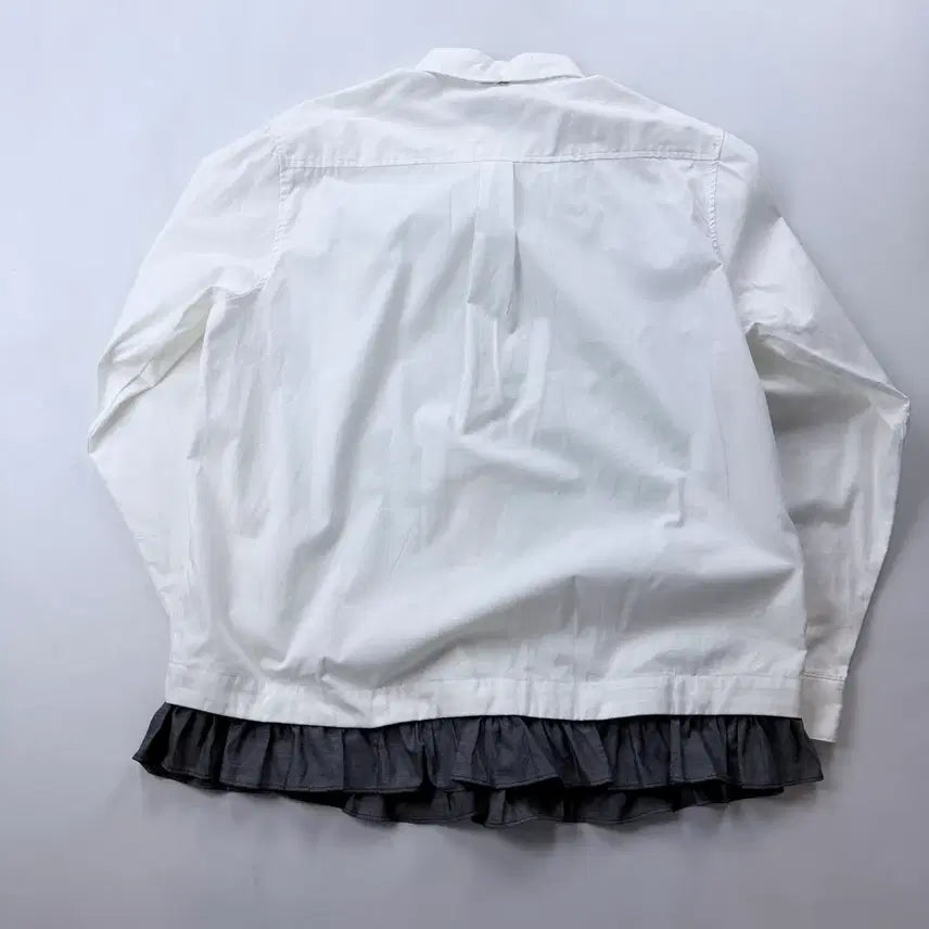 [BUNJANG] Safari Spot Regular Snap Frill Shirt White / 사파리스팟 레귤러 스냅 프릴 셔츠 화이트