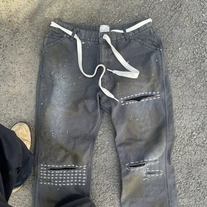 [BUNJANG] Lost Town Supply 30 Years Dying Work Pants Sashiko / 로스트타운서플라이 30Years Dying 워크팬츠 Sashiko
