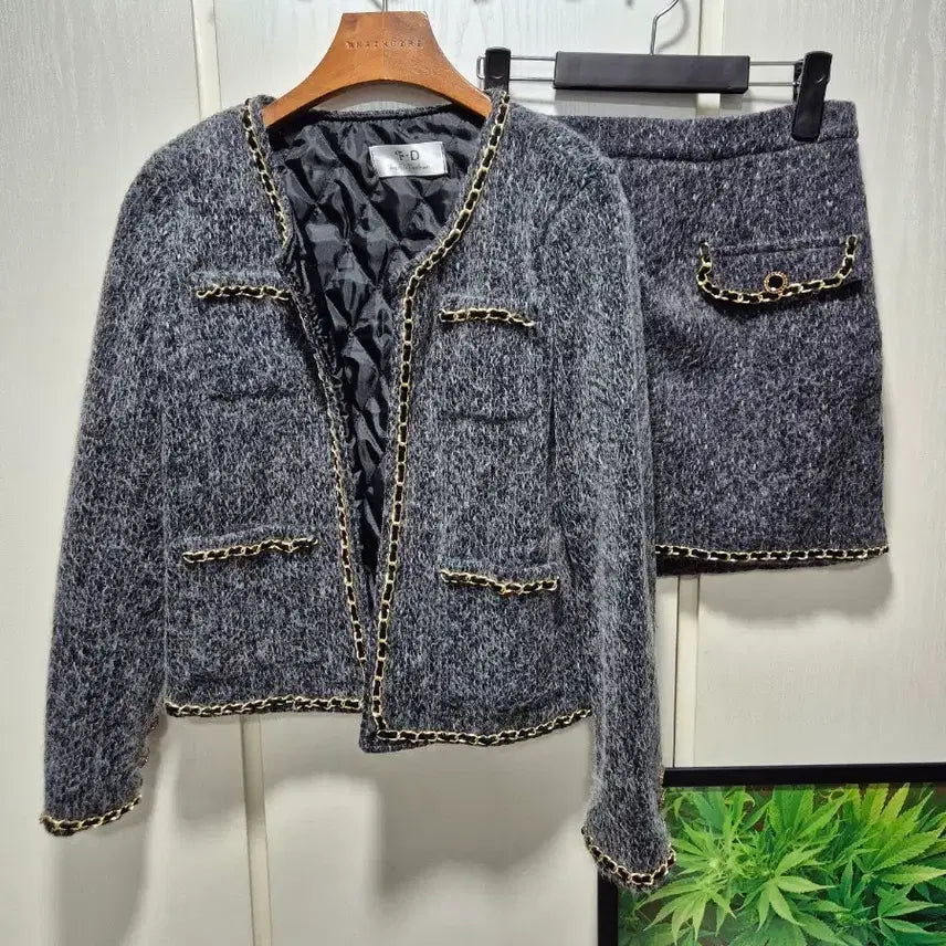 [BUNJANG] Tweed Quilted Jacket and Skirt Set / (세일)(새상품)누빔 트위드 셋업 자켓 스커트