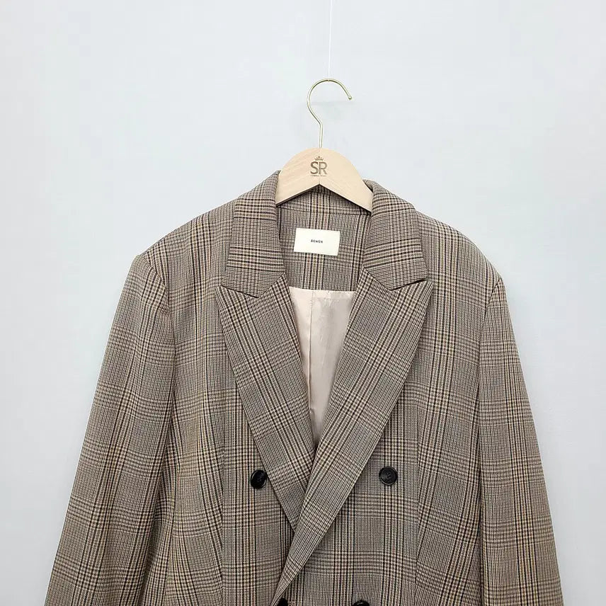 [BUNJANG] BOWEN Wool Blend Classic Check Double Jacket / 보웬(BOWEN) 울 혼방 클래식 체크 더블 자켓 (Free)