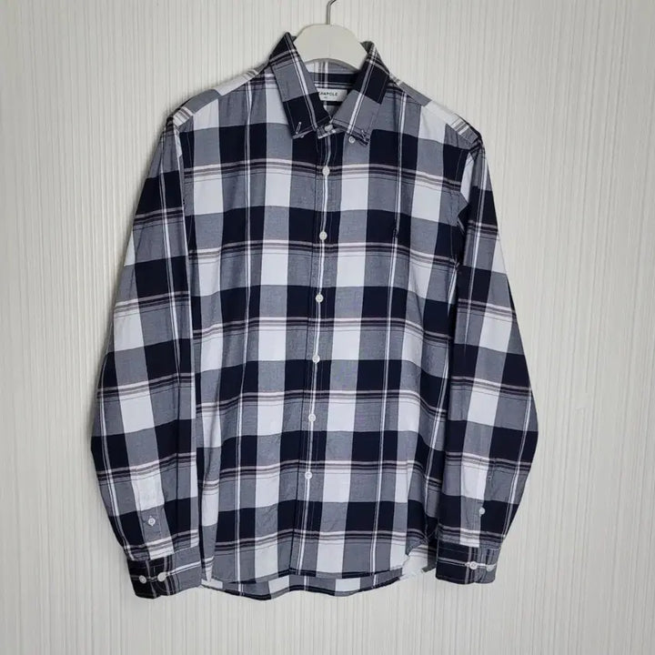 [BUNJANG] Beanpole Check Shirt Navy White / 100_빈폴 체크 셔츠 네이비 화이트