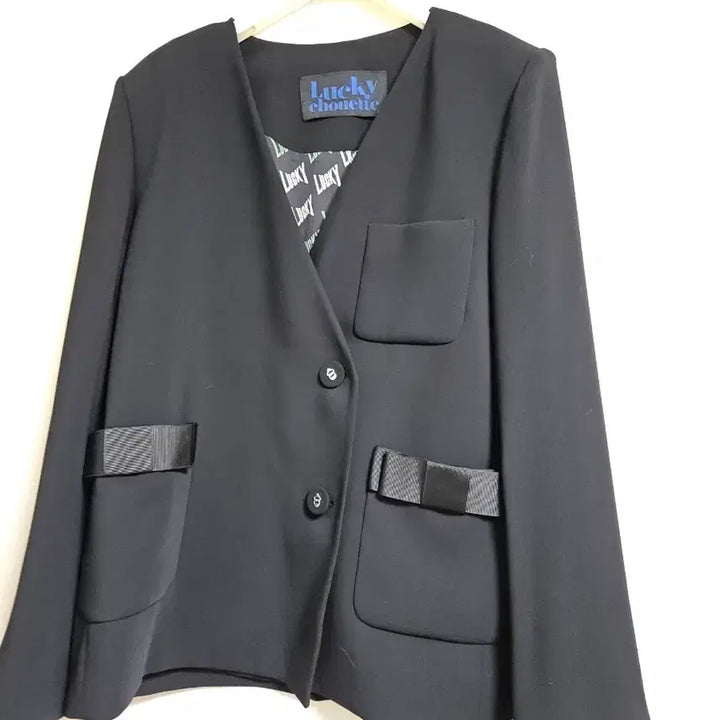 [BUNJANG] Lucky Chouette Ribbon Jacket (Size 38) / 럭키슈에뜨 노카라 리본자켓 38사이즈 새상품