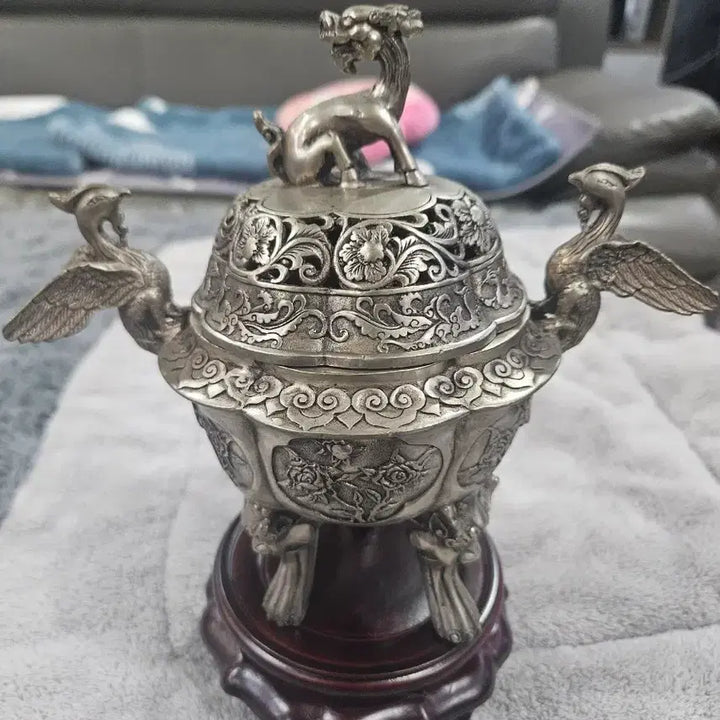 [BUNJANG] White Copper Dragon Incense Burner / 백동 용 장식 향로 입니다