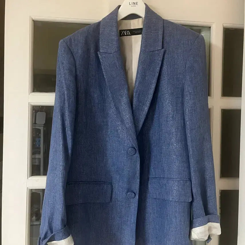[SOLD OUT] 자라 ZARA 블루 린넨 블레이저(66)