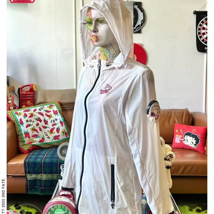 [BUNJANG] Snoopy Vintage Nylon Windbreaker Jacket / Snoopy 스누피 빈티지 나일론 윈드브레이커 바람막이 후드집업 자켓