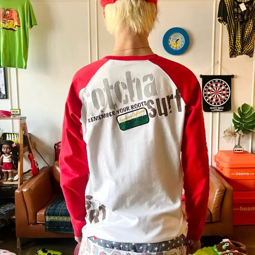 [BUNJANG] GOTCHA Vintage Lettering Raglan Long Sleeve / 90s-00s GOTCHA 일본 빈티지 레터링 프링팅 래글런 롱슬리브