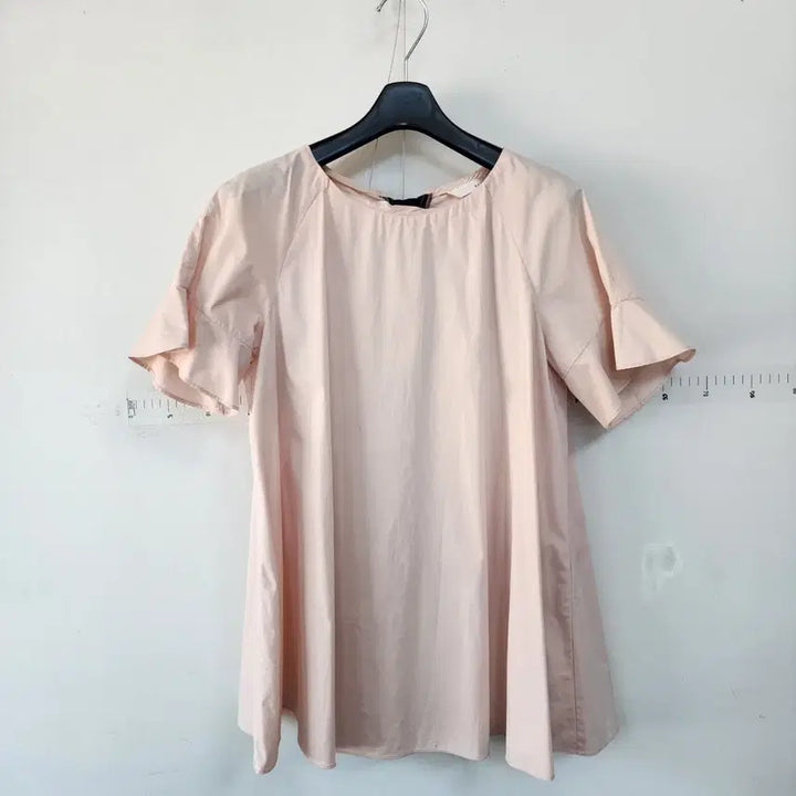 [BUNJANG] Lenibon Soft Pink Flare Short Sleeve Blouse / 레니본 연핑크 플레어 반팔 블라우스
