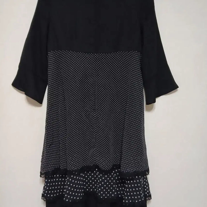 [BUNJANG] Black Dot Ribbon Flare Dress / 블랙 도트 리본 원피스 캉캉이 55반까지