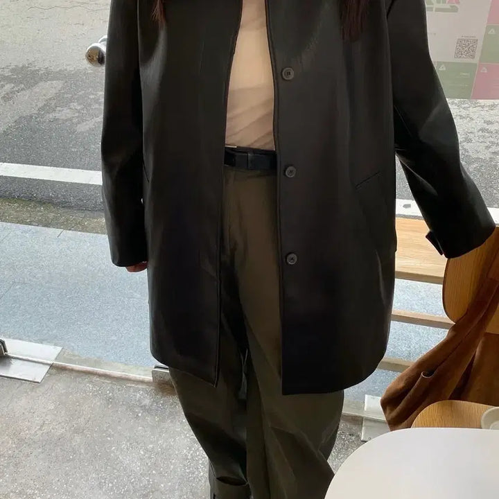 [BUNJANG] Hanoll Half Leather Jacket / 한올 hanoll 하프 레더 자켓 half leather jacket