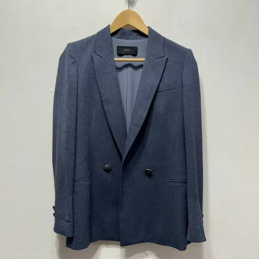 [BUNJANG] JJ JIGOTT Navy Double Button Jacket 85 / JJ 지고트 네이비 더블 버튼 자켓 85