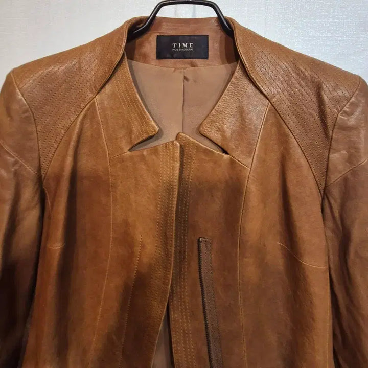 [BUNJANG] TIME Brown Leather Jacket / TIME 타임 브라운 가죽 자켓