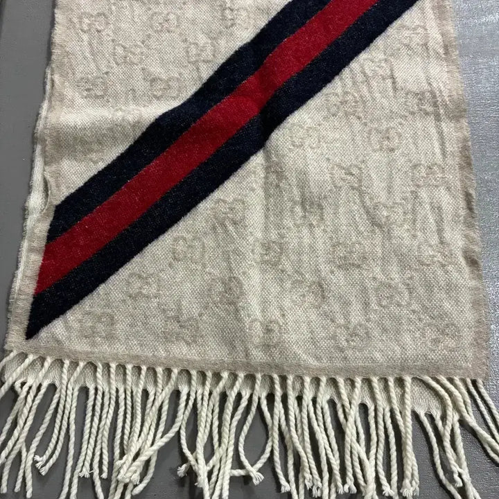 [BUNJANG] Gucci GG Logo Striped Wool Scarf / 구찌 GG 로고 스트라이프 울 머플러