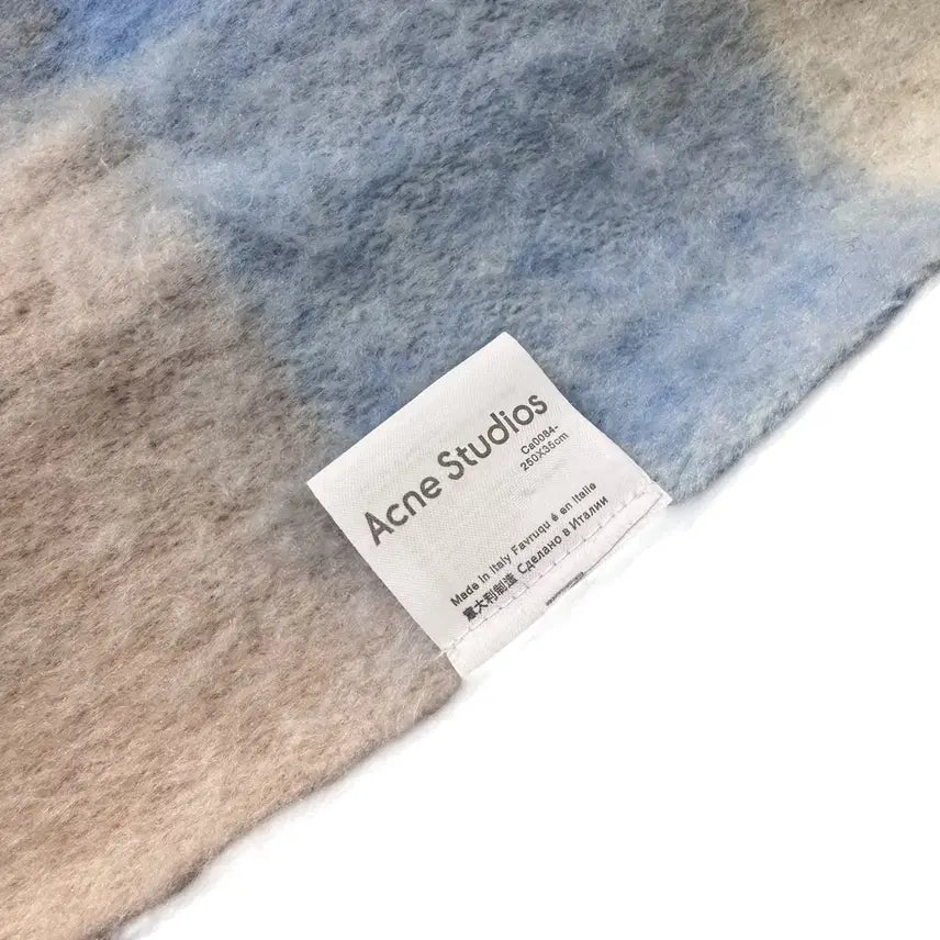 [BUNJANG] Acne Studios Mohair Check Scarf / 정품 아크네 스튜디오 모헤어 체크 핑크 라이트 블루 머플러