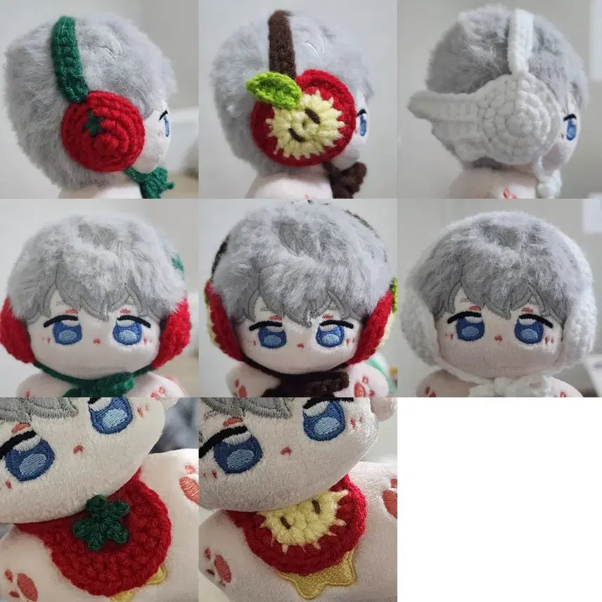 [BUNJANG] 10cm Doll Ear Muffs &amp; Bib Handmade Accessories / 10cm 인형 뜨개귀도리 턱받이