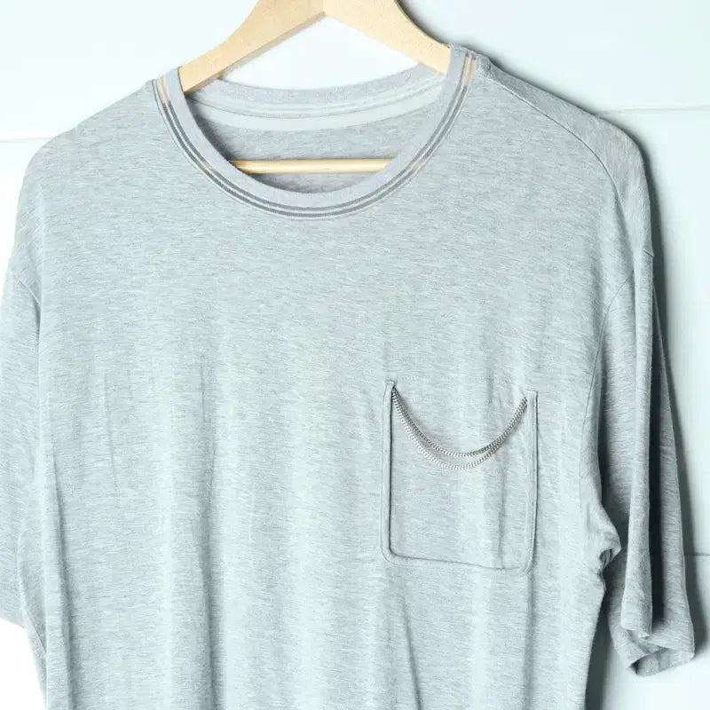 [BUNJANG] W(F) System Short Sleeve T-shirt Grey / W(F) 시스템 반팔 티셔츠 보들보들 슬리브 그레이 한섬-1809A