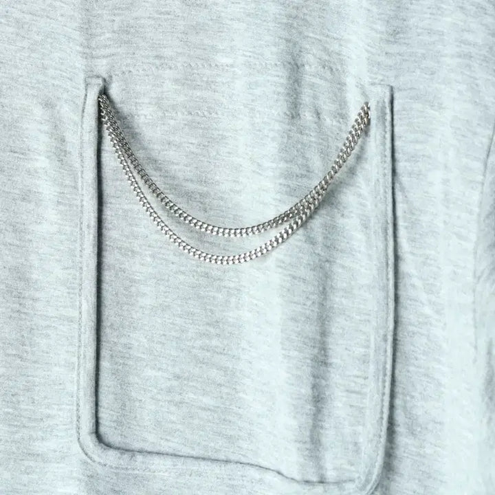 [BUNJANG] W(F) System Short Sleeve T-shirt Grey / W(F) 시스템 반팔 티셔츠 보들보들 슬리브 그레이 한섬-1809A