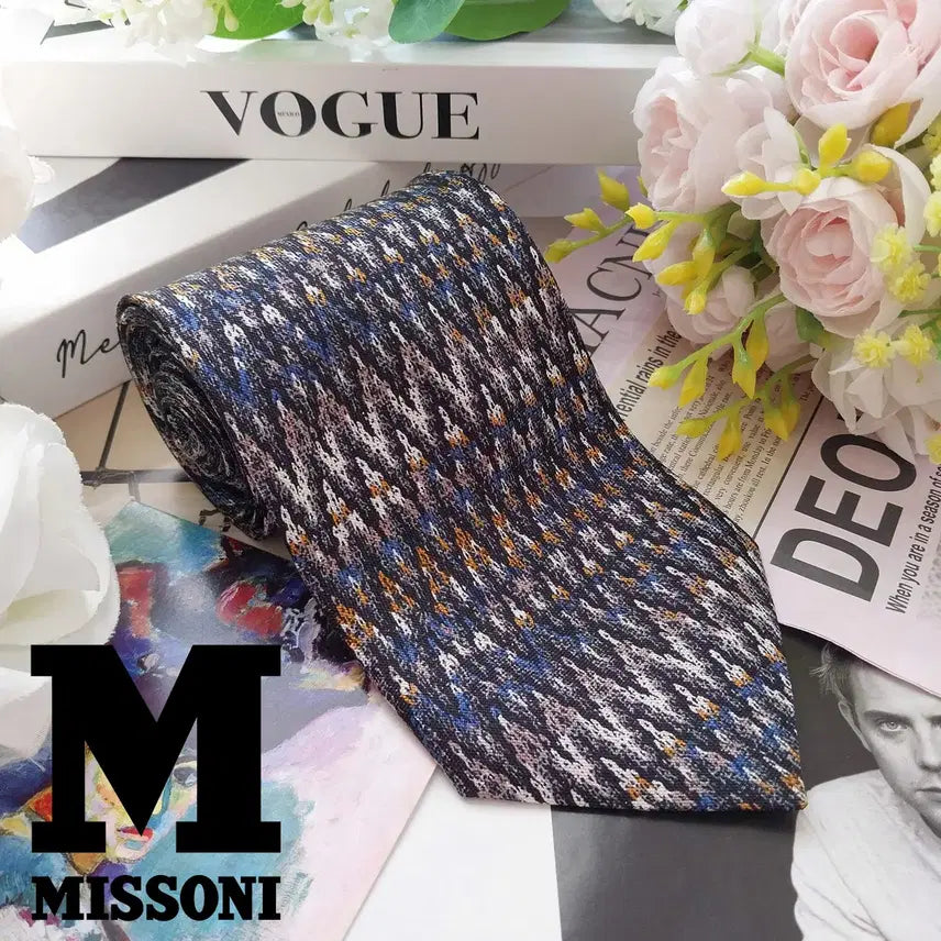 [BUNJANG] Missoni Silk Tie - Black Mix Pattern / 미쏘니 실크 블랙 믹스 패턴 넥타이 9.3cm S~A+등급 K2473