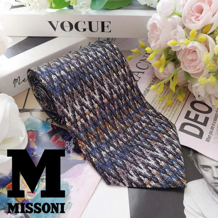 [BUNJANG] Missoni Silk Tie - Black Mix Pattern / 미쏘니 실크 블랙 믹스 패턴 넥타이 9.3cm S~A+등급 K2473