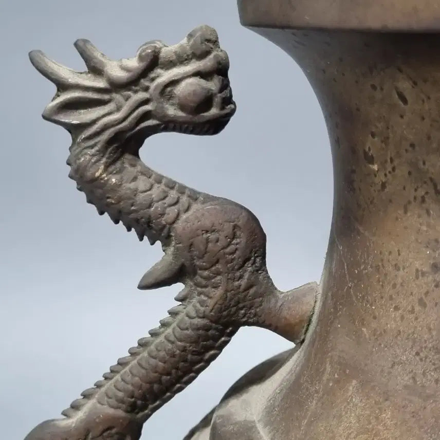 [BUNJANG] Antique Bronze Dragon Vase Ornament / 골동품 용문 청동 꽃병 장식품. 높이 25.5