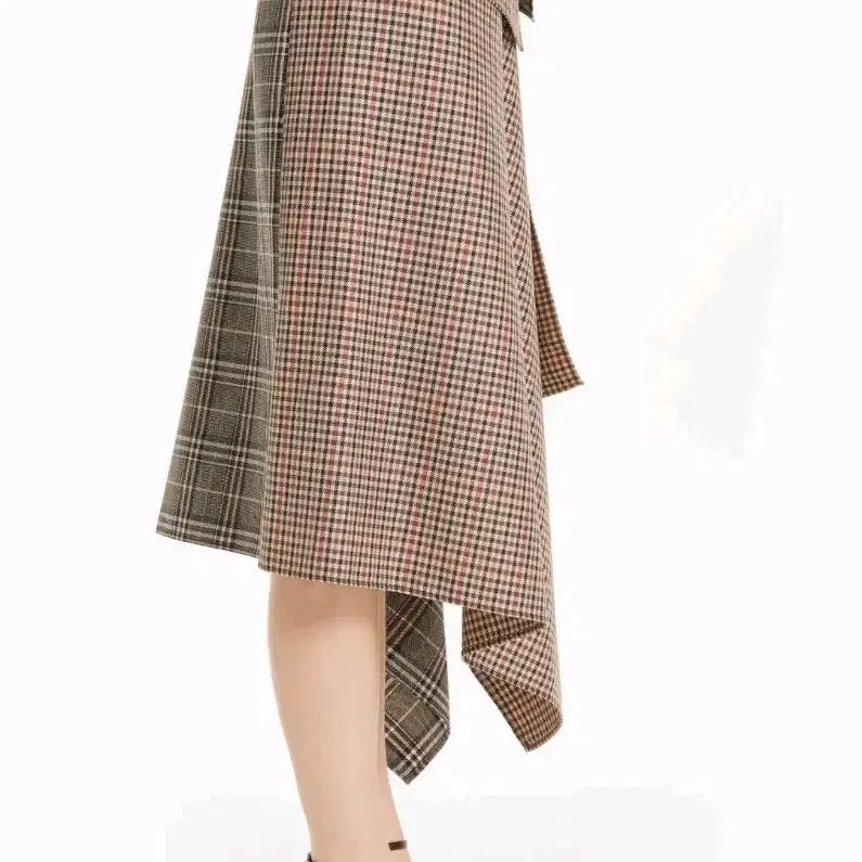 [BUNJANG] MONSE Mix Check Wool Blanket Wrap Skirt / 몬스 MONSE 믹스 체크 울 블랭킷 랩 스커트 0