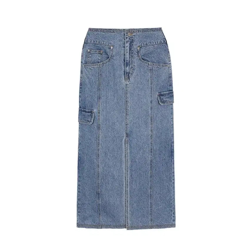 [SOLD OUT] 레이브 데님 롱 스커트 Denim Midi Skirt in Blue